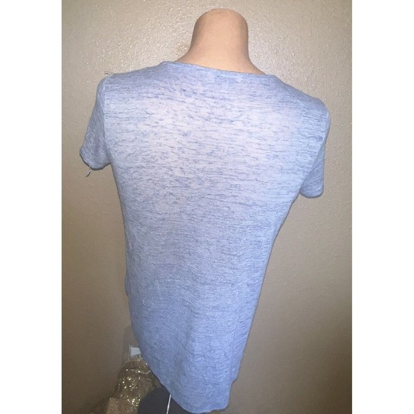 Juicy Couture Womens Size Large Short Sleeve Lace Up Faux Wrap Burnout Top Blue - Picture 9 of 10